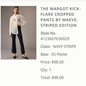 Maeve Margot Navy Stripe Kick-Flare Cropped Pants